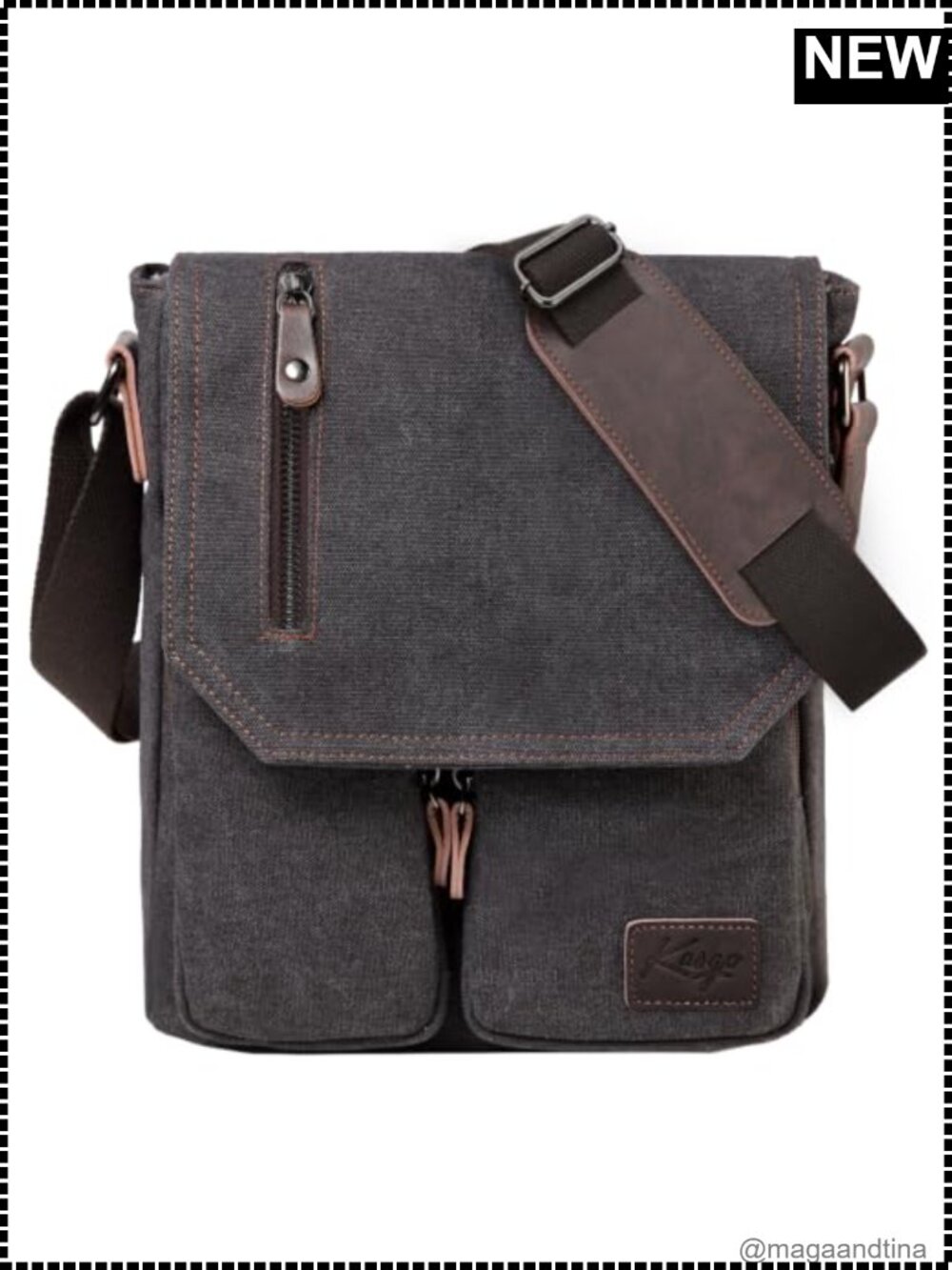 Men's Vintage Canvas Messenger Bag Crossbody Shoulder Bag Anti-Theft Travel Work